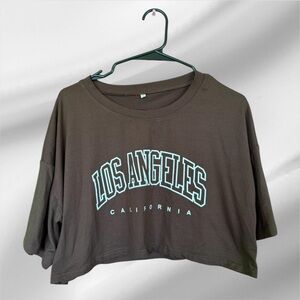 Brown Los Angeles Graphic Crop Top